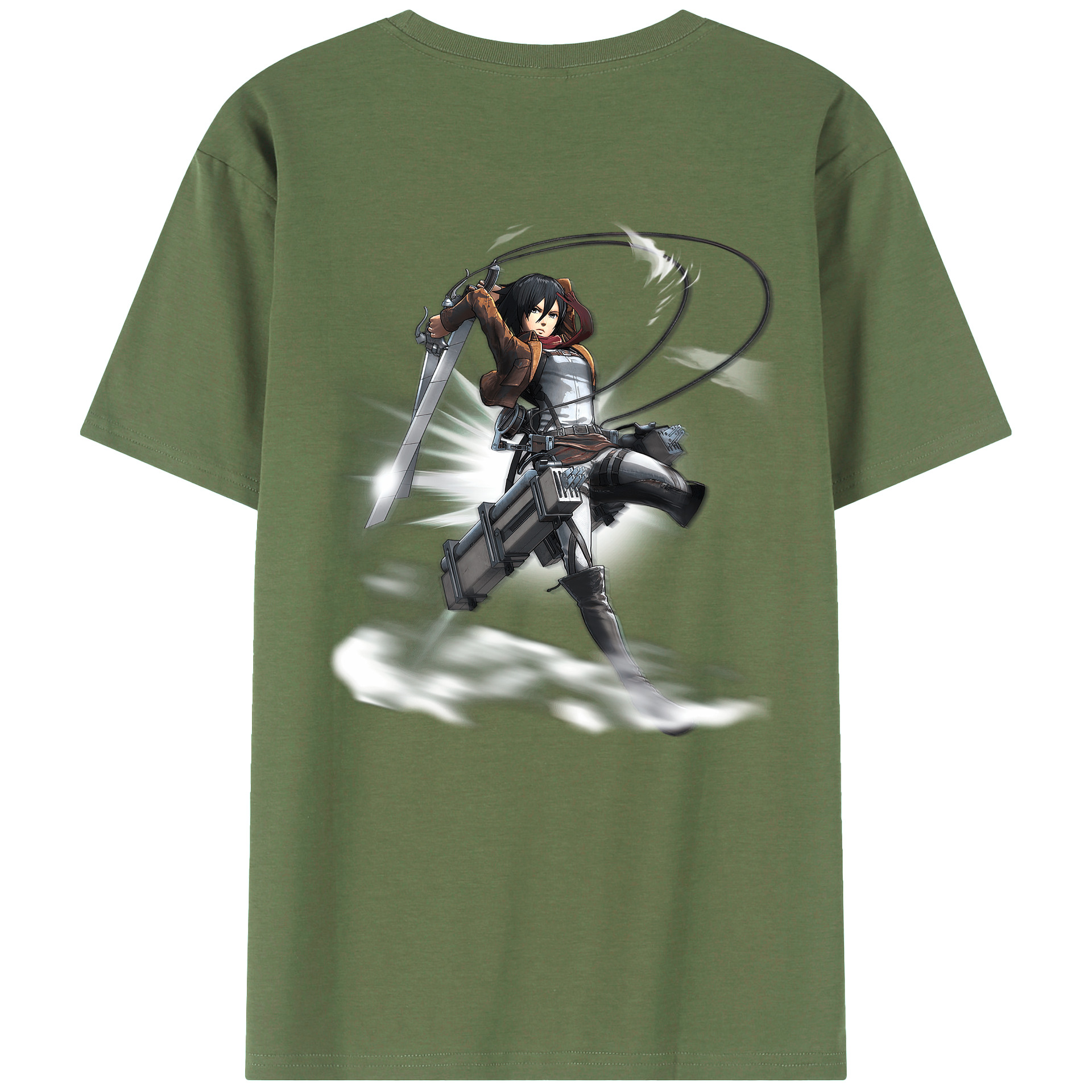 （画像用） 進撃の巨人 ミカサ·アッカーマン Attack on Titan Mikasa Ackerman 綿100％ メンズ半袖Tシャツ（バックプリント） 通気性